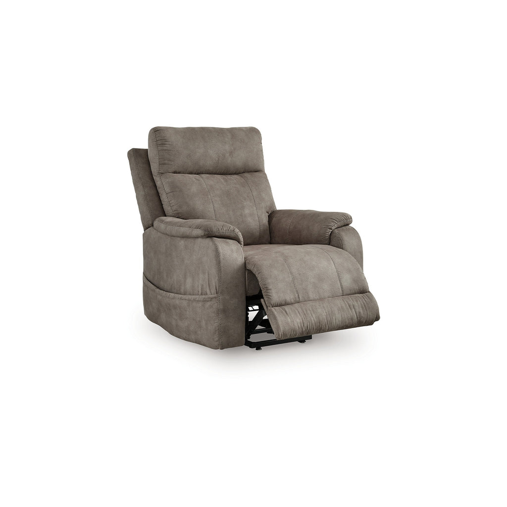 Mead Power Recliner Chair, Heat and Massage, 35 Inch Gray Faux Leather