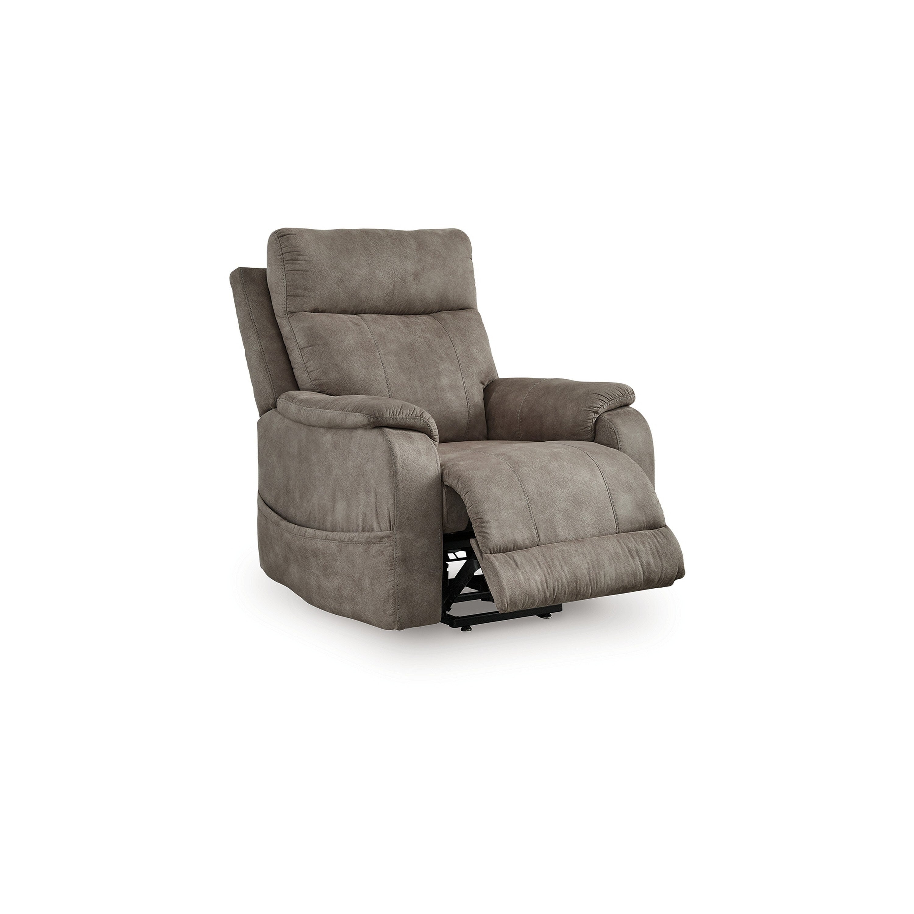 Mead Power Recliner Chair, Heat and Massage, 35 Inch Gray Faux Leather