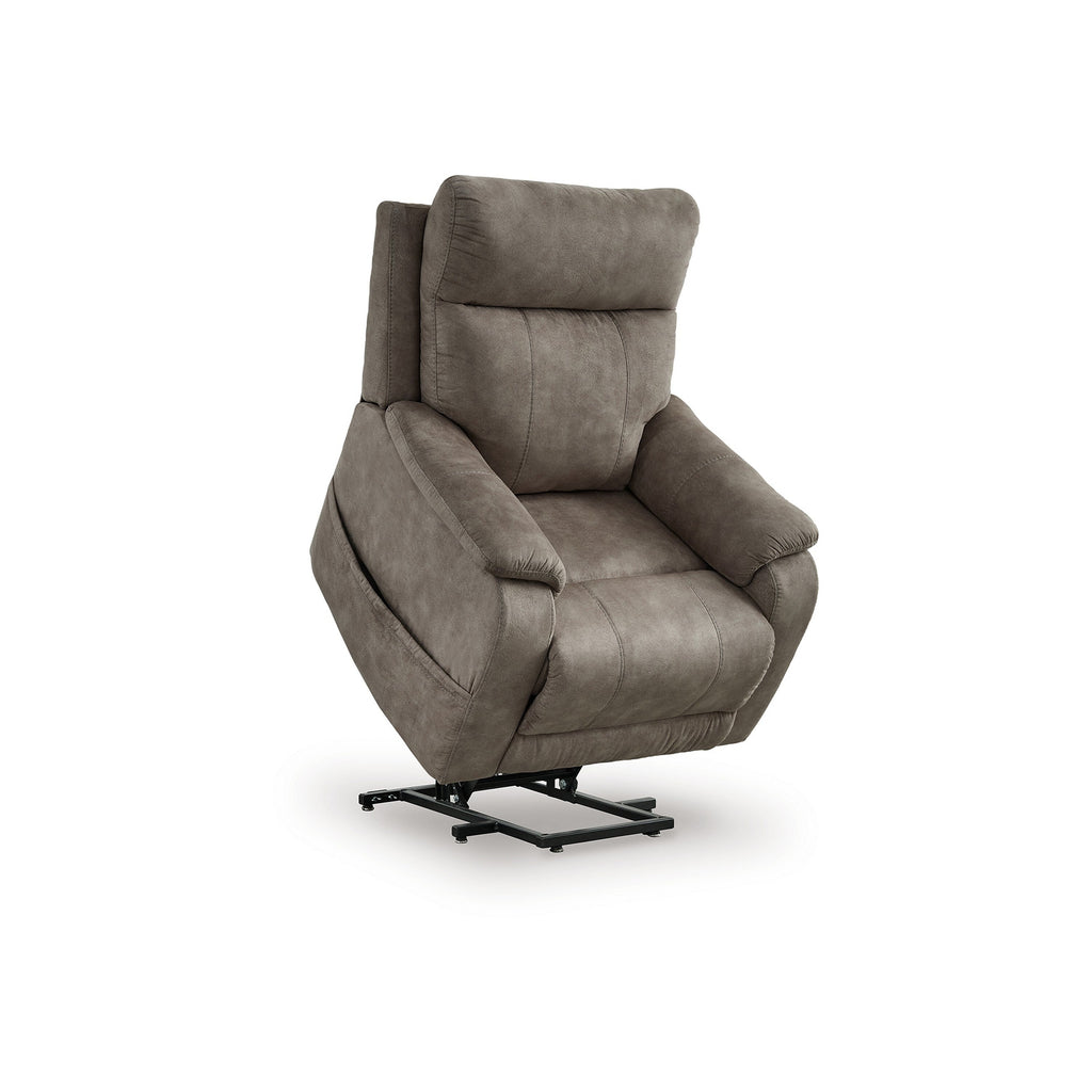 Mead Power Recliner Chair, Heat and Massage, 35 Inch Gray Faux Leather
