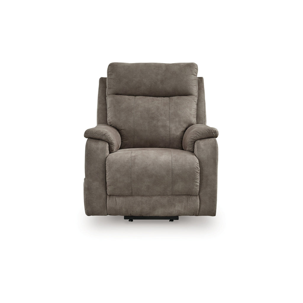 Mead Power Recliner Chair, Heat and Massage, 35 Inch Gray Faux Leather