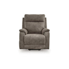 Mead Power Recliner Chair, Heat and Massage, 35 Inch Gray Faux Leather