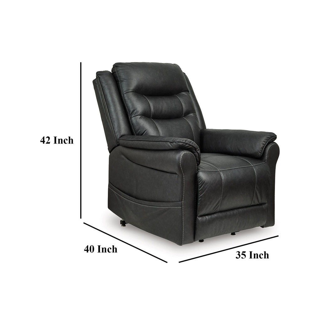 Otim Power Lift Recliner Chair, 35in, Heat Massage, Black Faux Leather