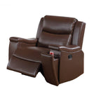 Renna Manual Recliner Chair with Cupholder, Camel Brown Faux Leather