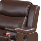 Renna Manual Recliner Chair with Cupholder, Camel Brown Faux Leather