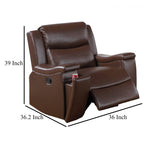 Renna Manual Recliner Chair with Cupholder, Camel Brown Faux Leather