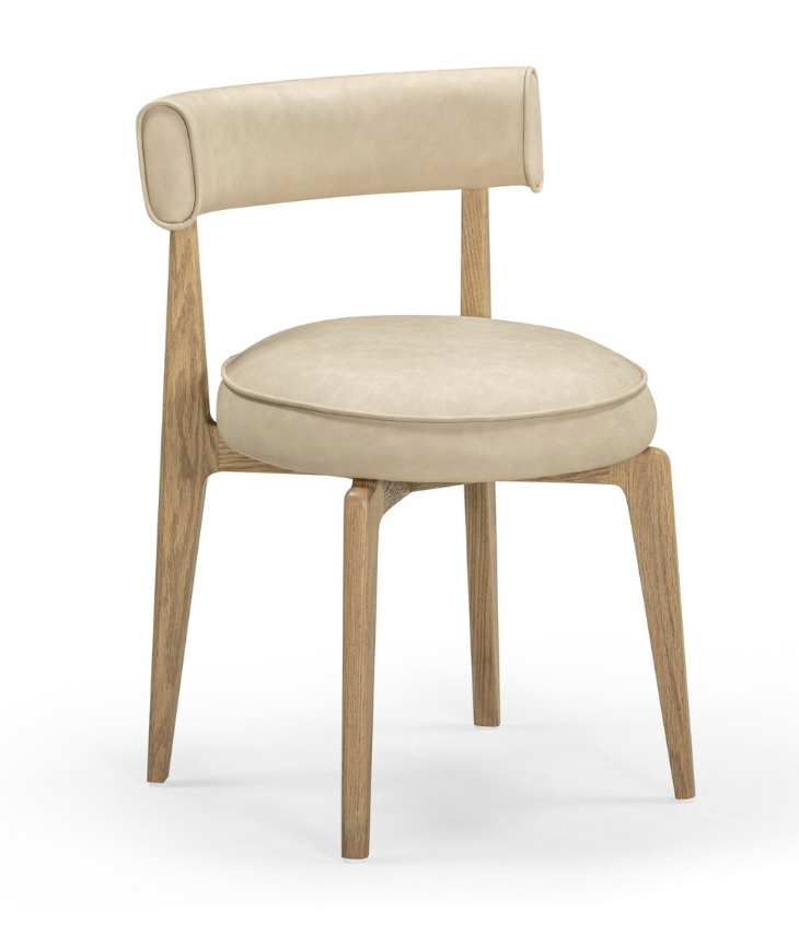 Chaise de salle à manger Nikita en cuir végétalien, couleur crème