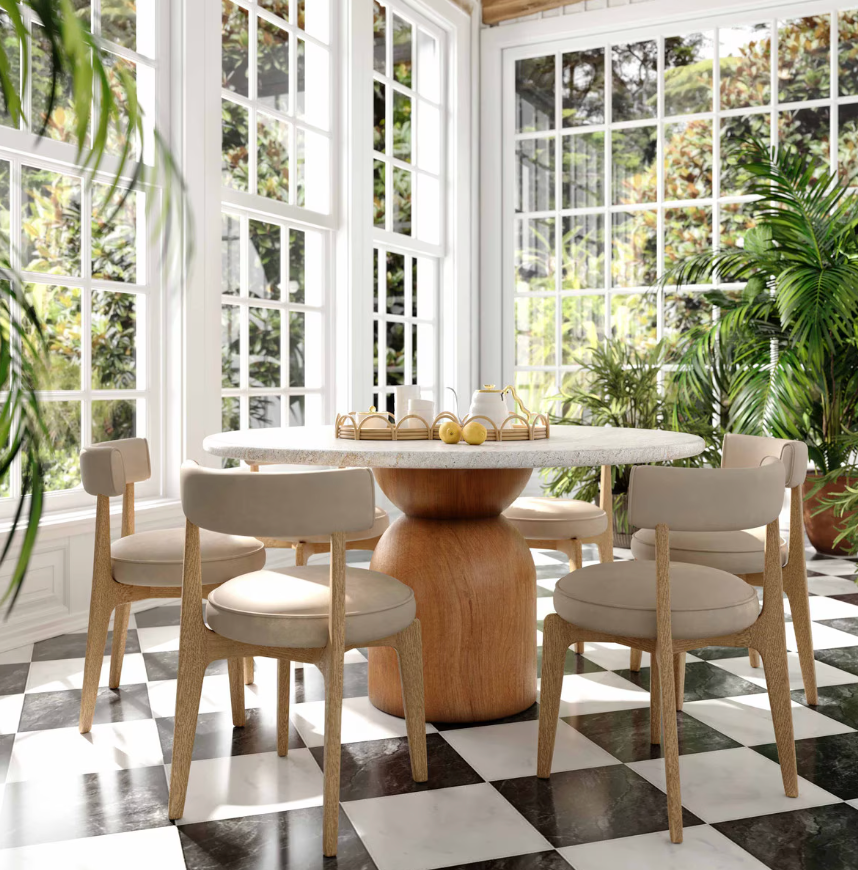 Chaise de salle à manger Nikita en cuir végétalien, couleur crème