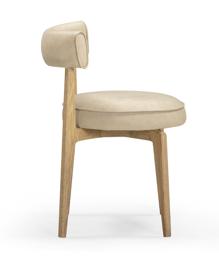 Chaise de salle à manger Nikita en cuir végétalien, couleur crème