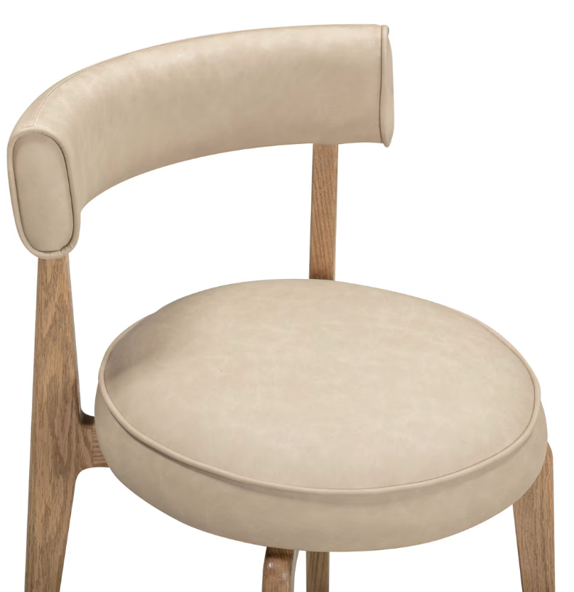 Chaise de salle à manger Nikita en cuir végétalien, couleur crème