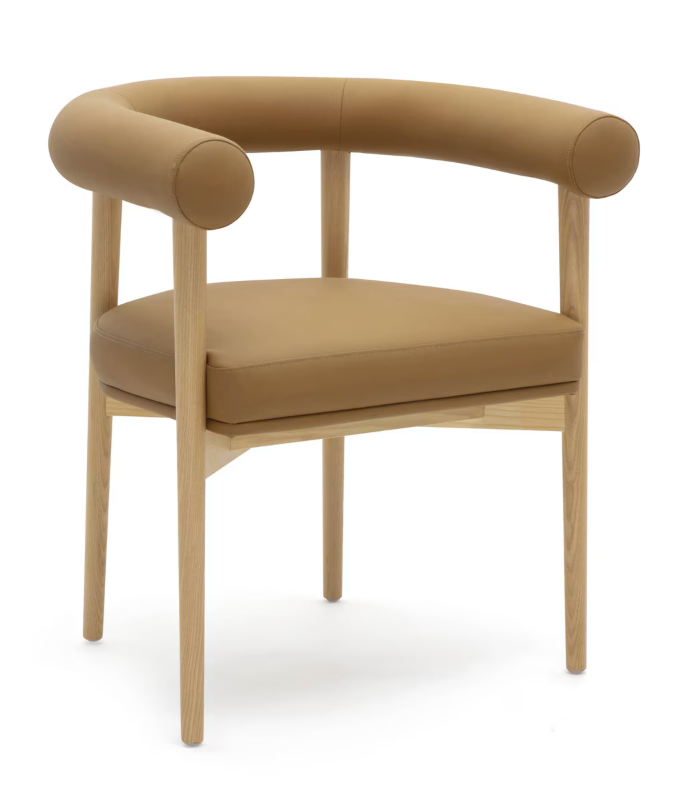 Chaise de salle à manger Para en cuir végétalien, cognac