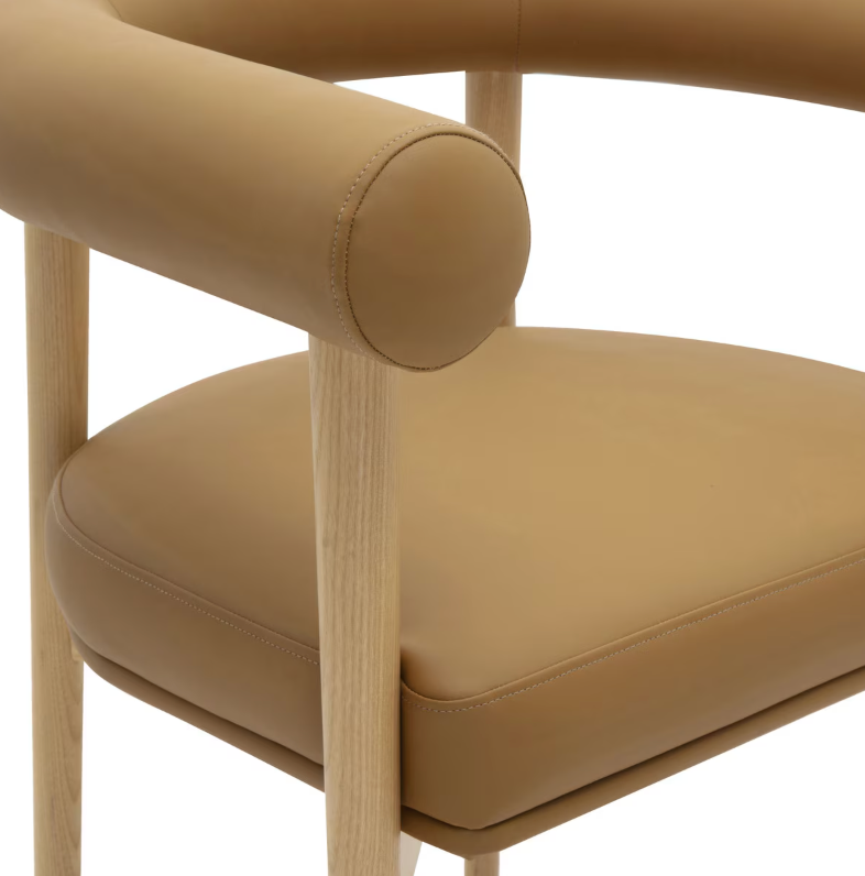 Chaise de salle à manger Para en cuir végétalien, cognac