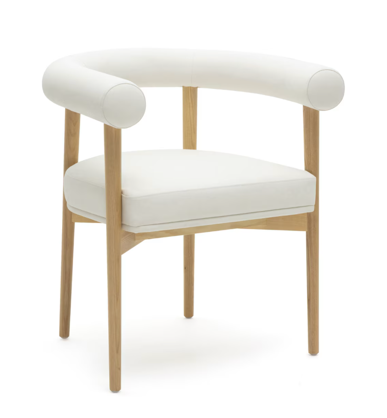 Chaise de salle à manger Para en cuir végétalien, blanche