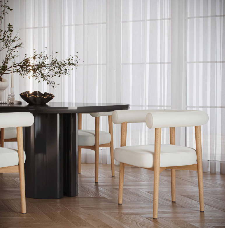 Chaise de salle à manger Para en cuir végétalien, blanche