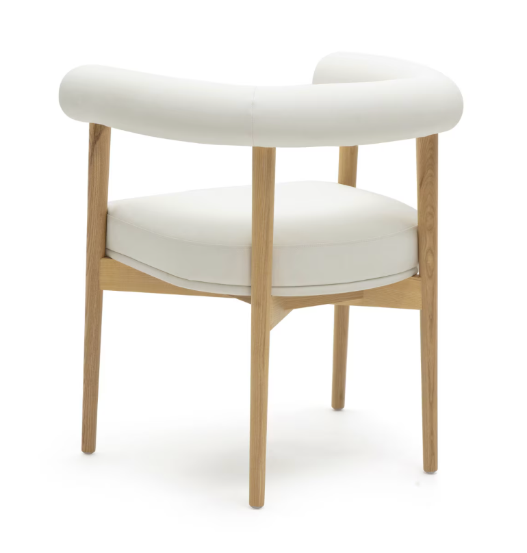 Chaise de salle à manger Para en cuir végétalien, blanche