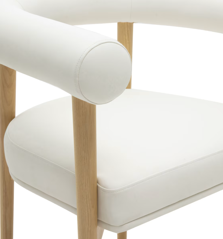 Chaise de salle à manger Para en cuir végétalien, blanche