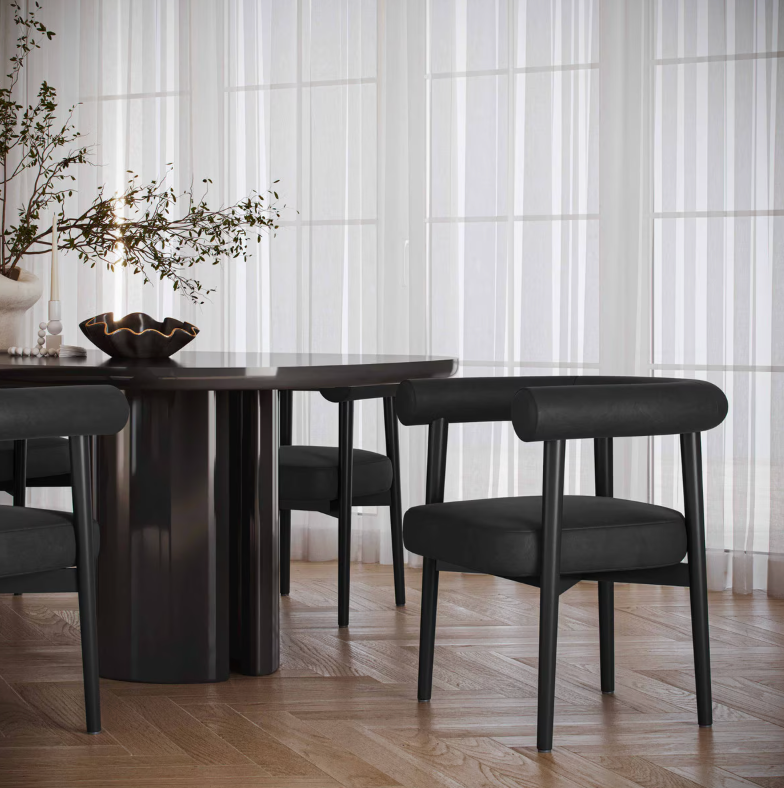 Chaise de salle à manger Para en cuir végétalien, noire