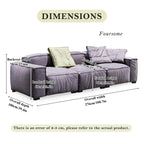 110'' Square Sofa Masha Velvet with Four-seater for Living Room Sofa-bed