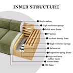 110'' Square Sofa Masha Velvet with Four-seater for Living Room Sofa-bed