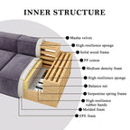 110'' Square Sofa Masha Velvet with Four-seater for Living Room Sofa-bed