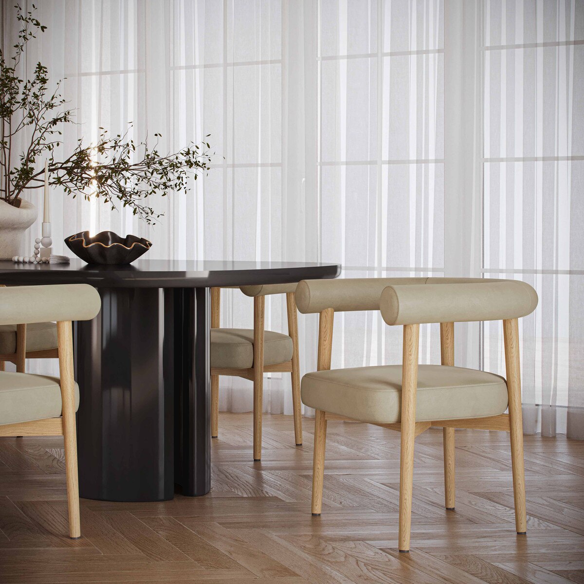 Chaise de salle à manger Para en cuir végétalien, taupe