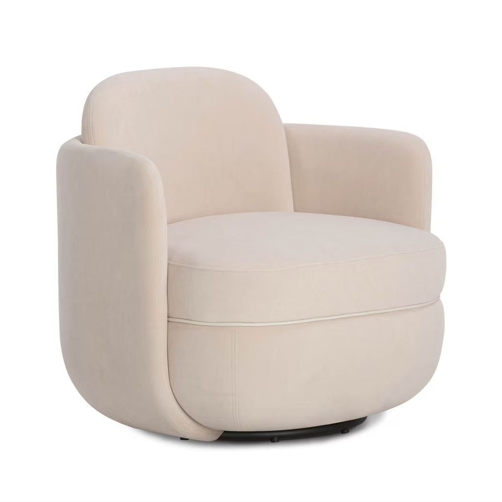 Chaise pivotante Sofie en velours rose clair