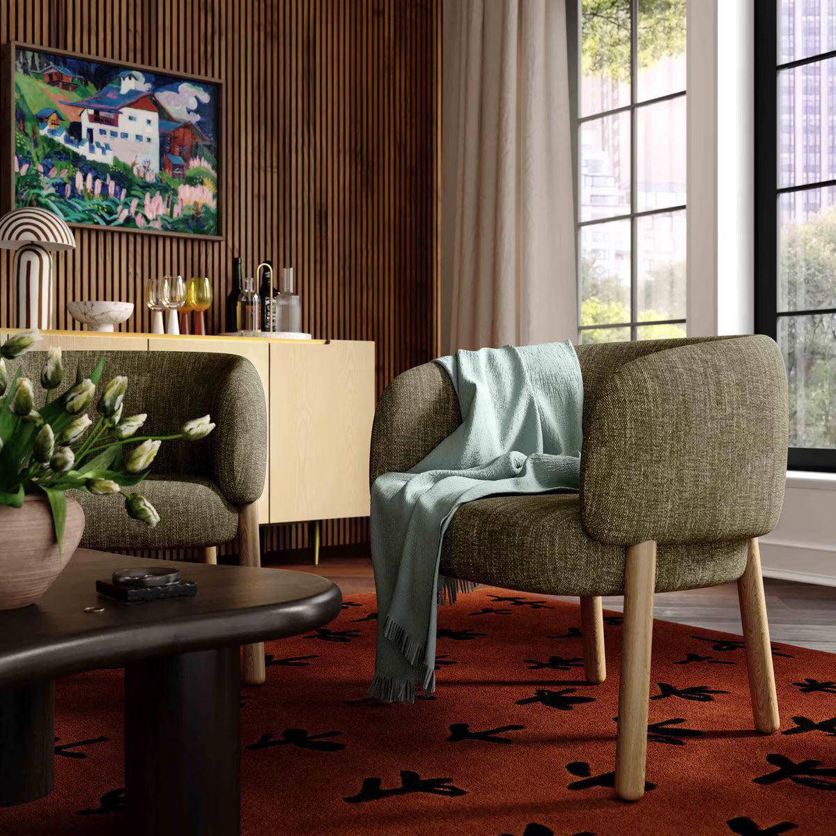 Chaise de salle à manger Foxxy vert olive