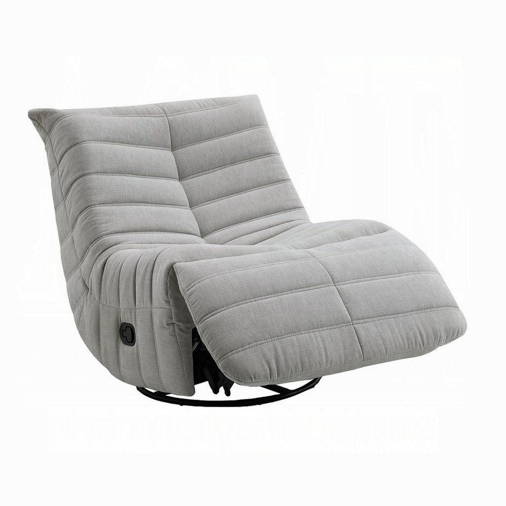 Taon Swivel Glider Manual Recliner Chair, Tufted Light Gray Chenille