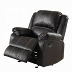 Zuru Motion Manual Rocker Recliner Chair, Plush Black Faux Leather