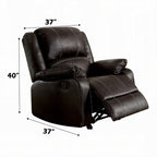 Zuru Motion Manual Rocker Recliner Chair, Plush Brown Faux Leather