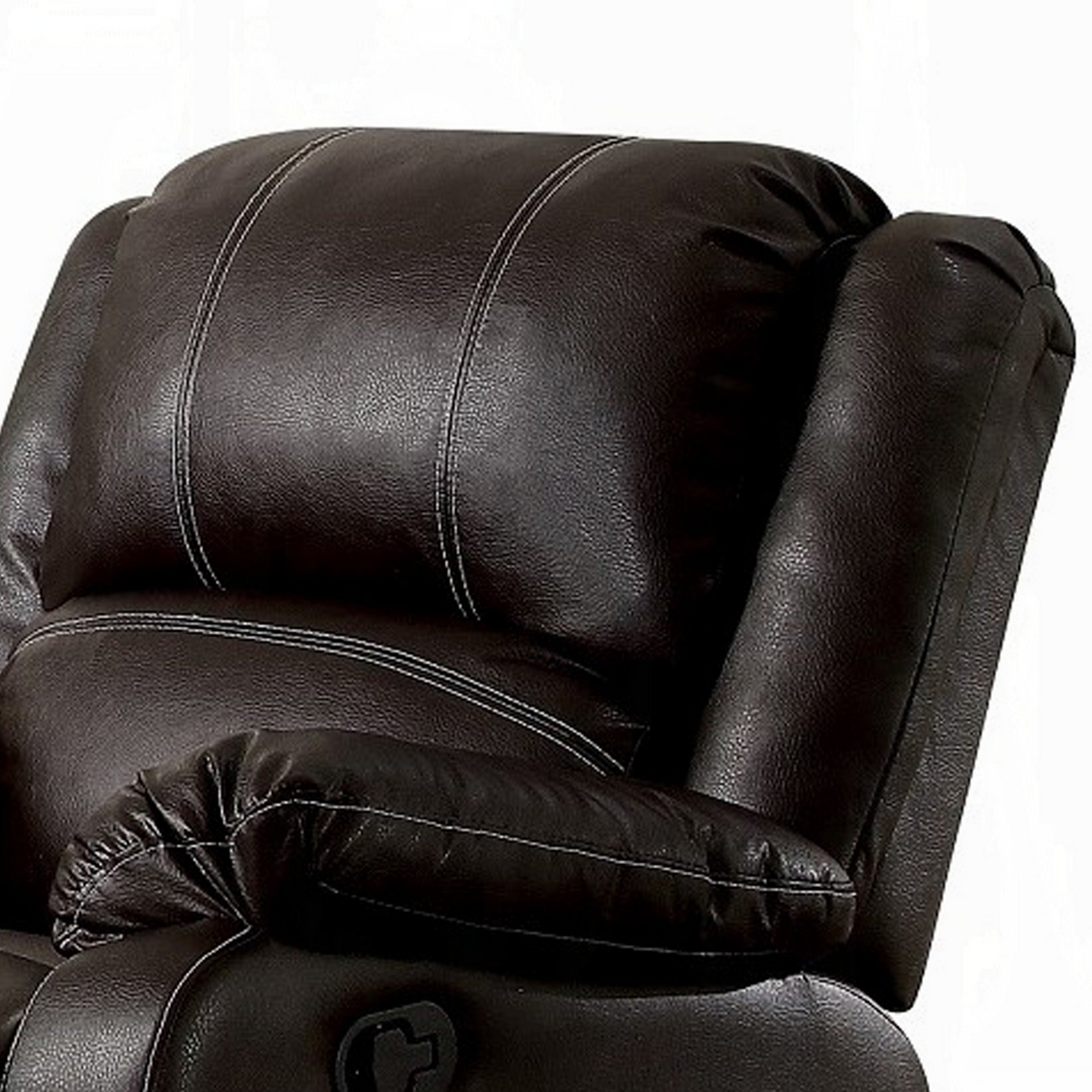 Zuru Motion Manual Rocker Recliner Chair, Plush Brown Faux Leather