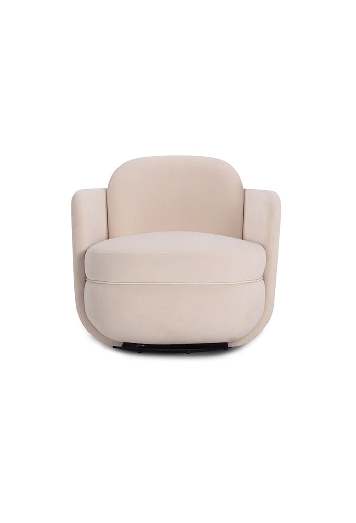 Chaise pivotante Sofie en velours rose clair